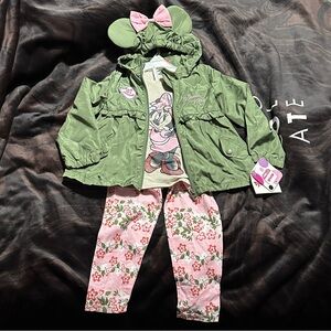 Disney Green Minnie Mouse Outfit with Pink Floral Pants